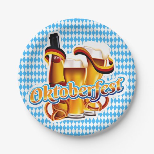 Oktoberfest Beer Festival German Bavarian Colors Paper Plates