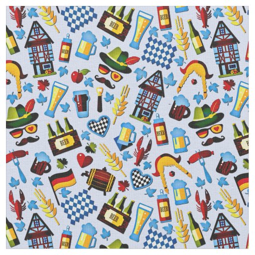 Oktoberfest Beer Festival on pale blue Fabric