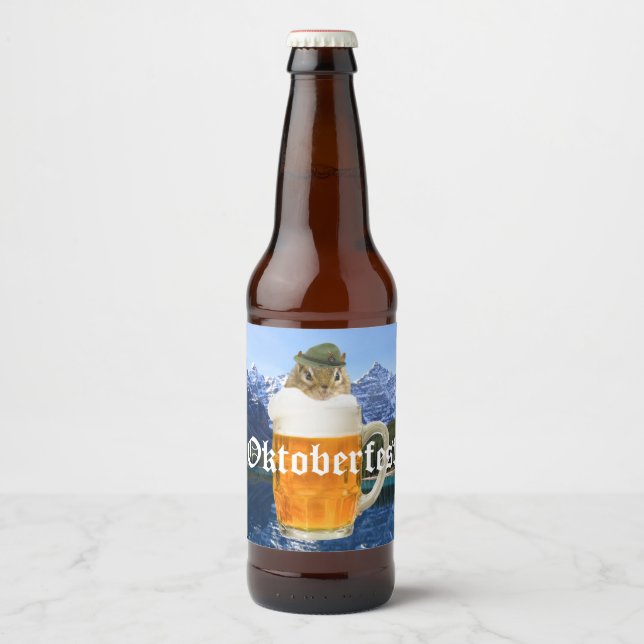 Oktoberfest Beer Festival Party Animal Beer Bottle Label (Front)