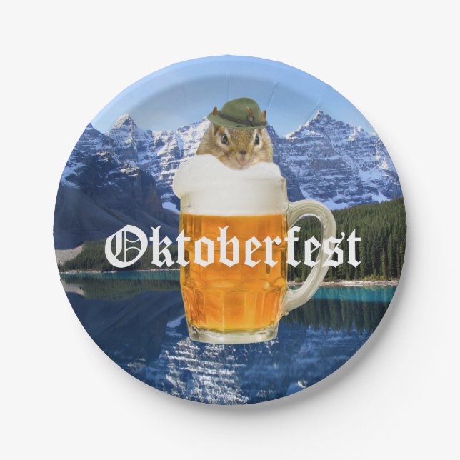Oktoberfest Beer Festival Party Animal Paper Plates (Front)