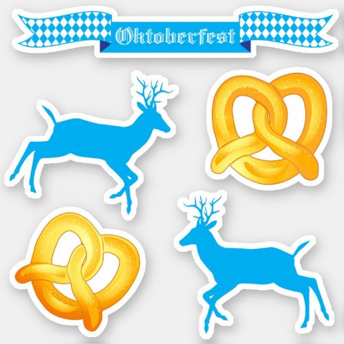 OKTOBERFEST beer festival Pretzel Deer Ribbon Sticker