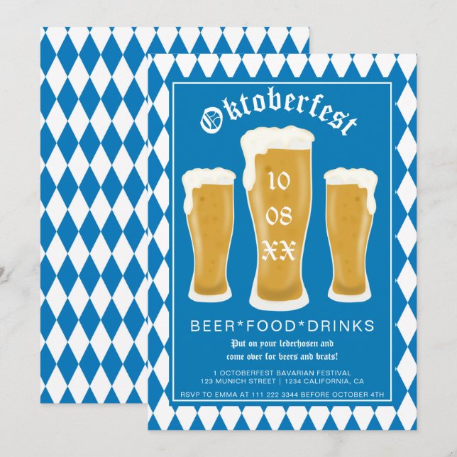 Oktoberfest beer festival typography Bavarian Invitation (Front/Back)