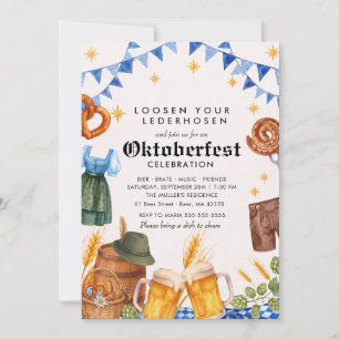 Oktoberfest Beer German Festival Party Watercolor Invitation
