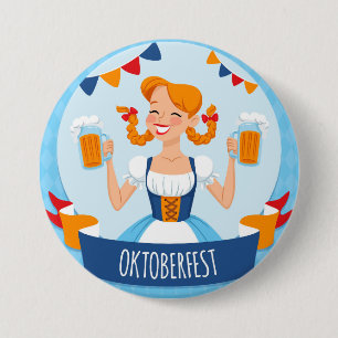 Oktoberfest Beer Girl Button