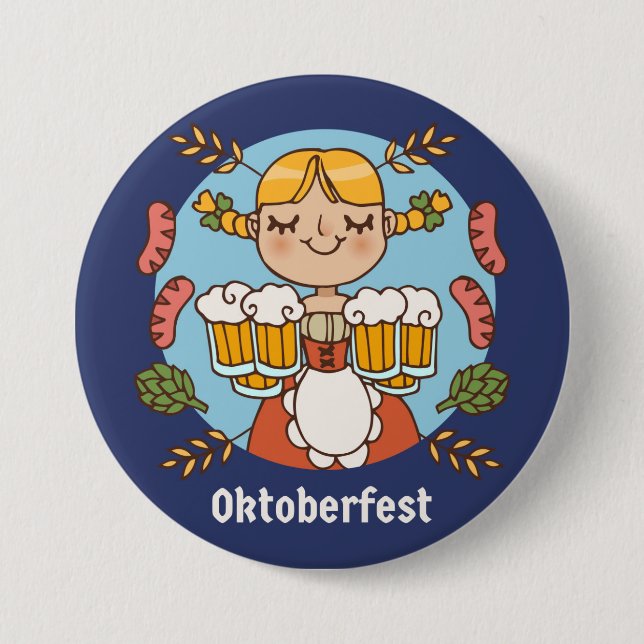 Oktoberfest Beer Girl Button (Front)