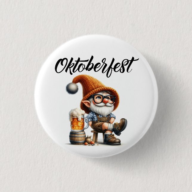 Oktoberfest Beer Gnome Button (Front)