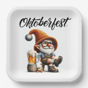 Oktoberfest Beer Gnome Paper Plates