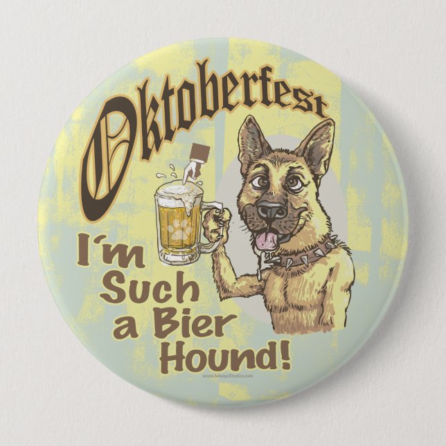 Oktoberfest Beer Hound Pinback Button (Front)