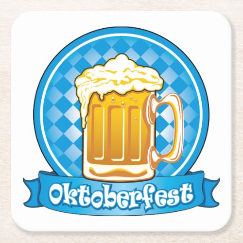 Oktoberfest Beer Label Detailed Square Paper Coaster