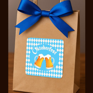 Oktoberfest Beer Mugs & Bavarian Pattern Sticker