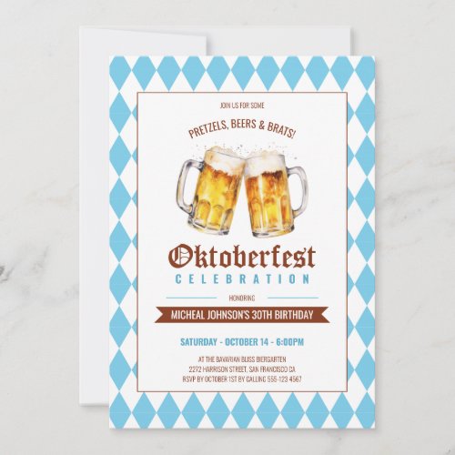 Oktoberfest Beer Party 30th Birthday Invitation