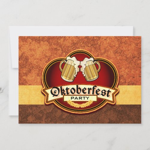 Oktoberfest Beer Party Double Mug Toast Custom Invitation