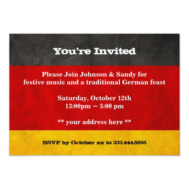 Oktoberfest Beer Party - Grunge Germany Flag Invitation