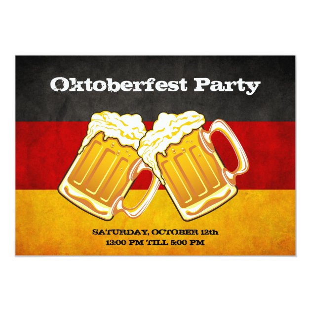 Oktoberfest Beer Party - Grunge Germany Flag Invitation