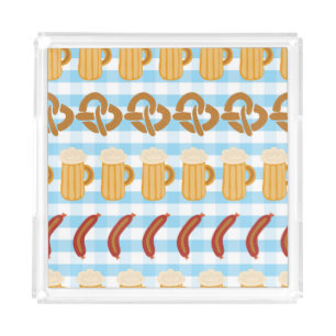 Oktoberfest: beer, pretzel, sausage pattern acrylic tray