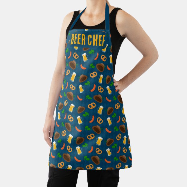Oktoberfest Beer, Pretzel & Sausage Pattern Apron (Insitu)