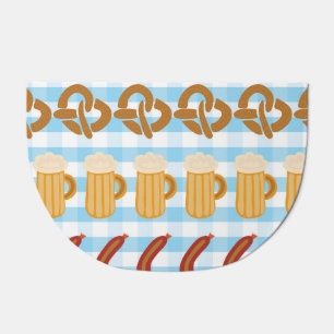 Oktoberfest: beer, pretzel, sausage pattern doormat