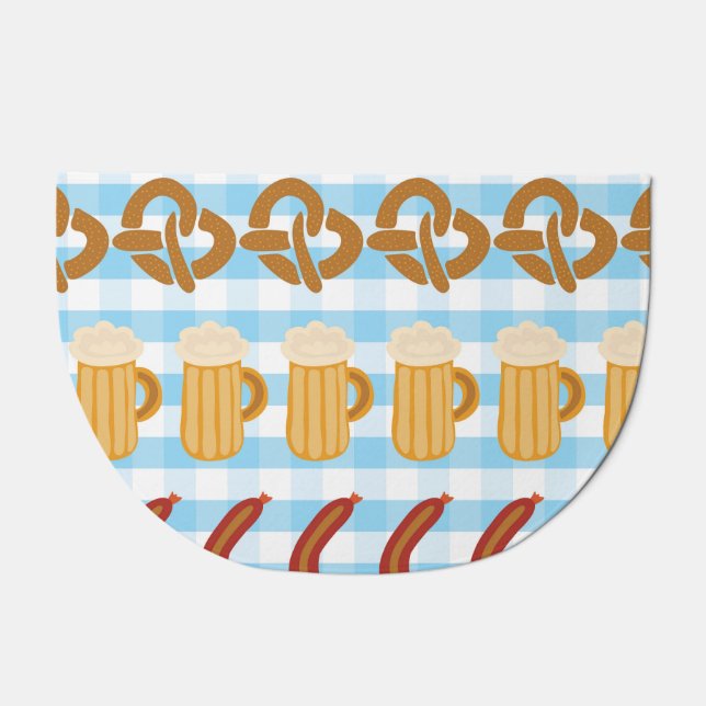 Oktoberfest: beer, pretzel, sausage pattern doormat (Front)