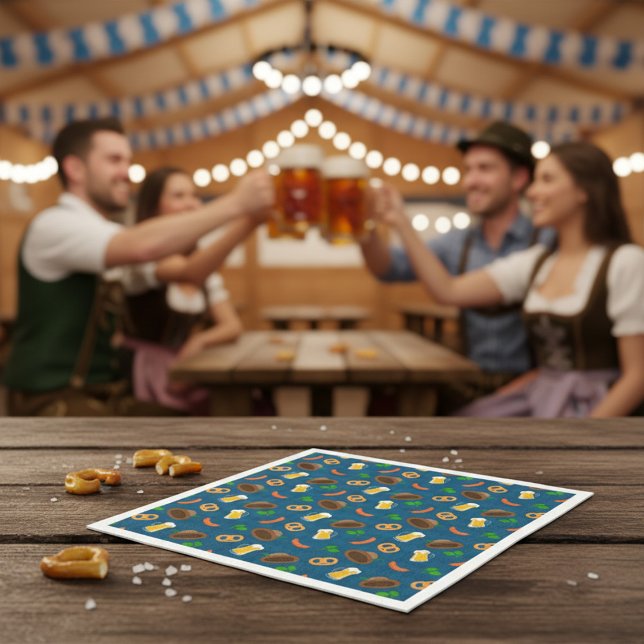Oktoberfest Beer, Pretzel & Sausage Pattern  Napkins (Creator Uploaded)