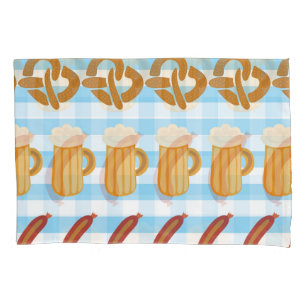 Oktoberfest: beer, pretzel, sausage pattern pillow case