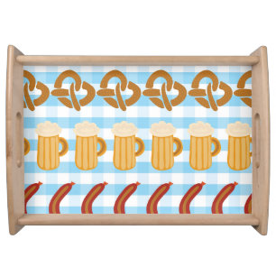 Oktoberfest: beer, pretzel, sausage pattern serving tray