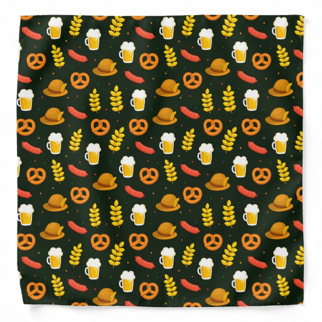 Oktoberfest Beer, Pretzel, Wheat, Sausage Bandana (Front)