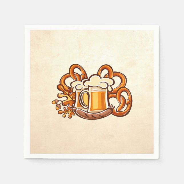 Oktoberfest Beer Pretzels Napkins (Front)