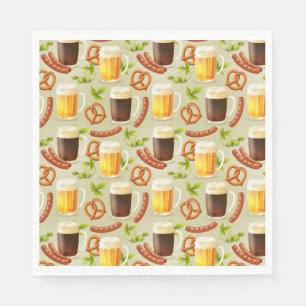 Oktoberfest Beer, Sausage and Pretzel Paper Napkin