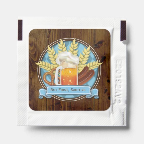 Oktoberfest Beer Sausage Pretzel Logo bavarian Hand Sanitizer Packet