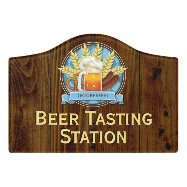 Oktoberfest Beer Sausage Pretzel Logo Door Sign (Small Crest Front)