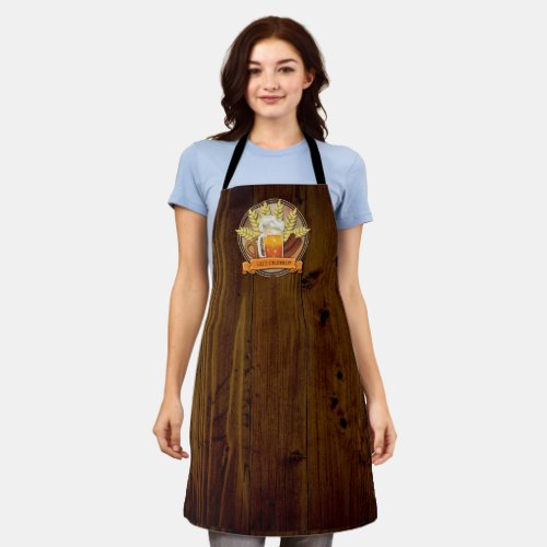 Oktoberfest Beer Sausage Pretzel Logo muted Apron