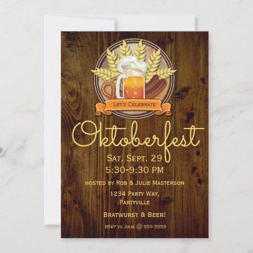 Oktoberfest Beer Sausage Pretzel Logo muted Invitation