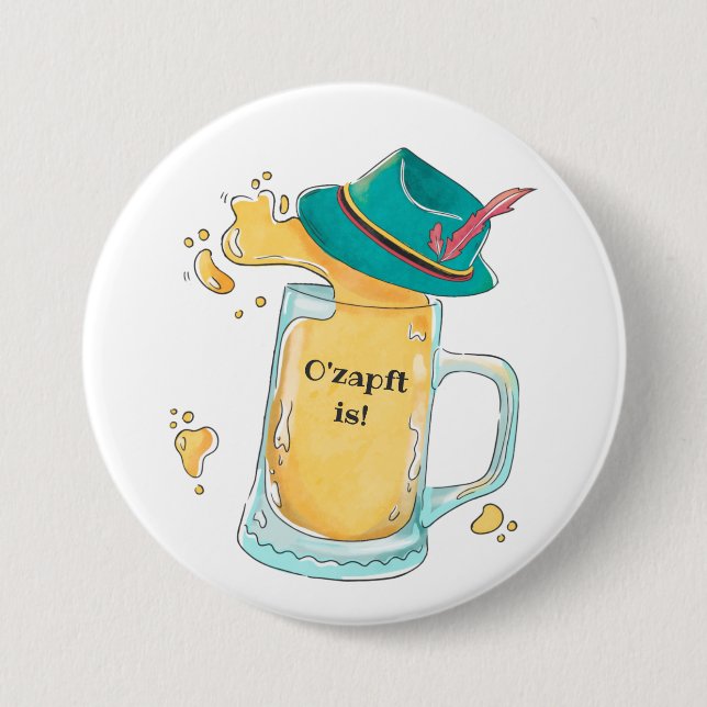 Oktoberfest Beer Stein and Alpine Hat Button (Front)