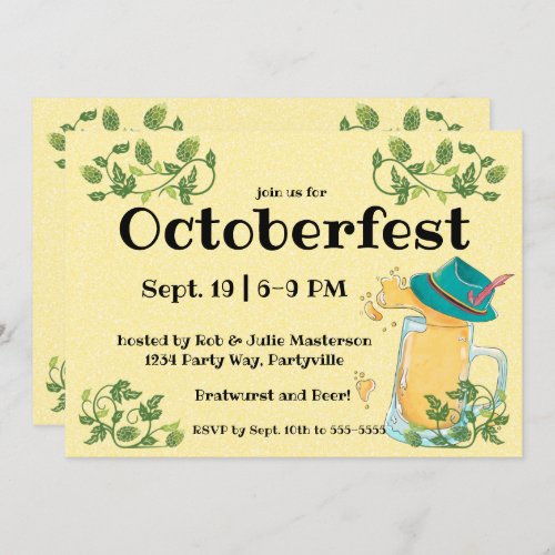 Oktoberfest Beer Stein and Alpine Hat Invitation