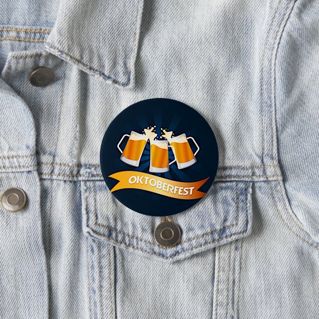 Oktoberfest Beer Steins Celebration Party  Button (In Situ)