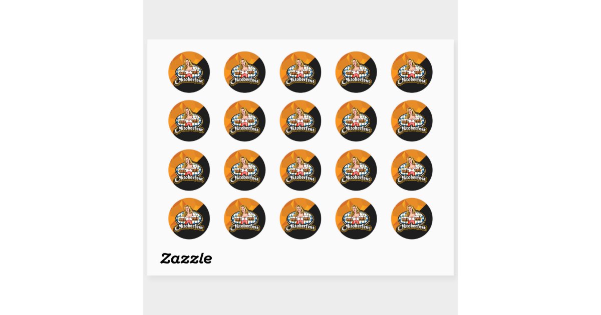 Oktoberfest Beer Steins Woman Serving Party Classic Round Sticker | Zazzle