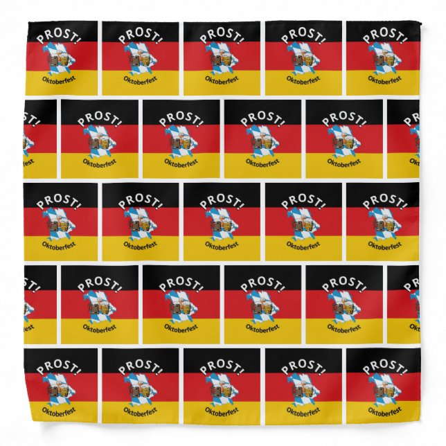 OKTOBERFEST Beers Cartoon German Bavarian Flag Bandana (Front)
