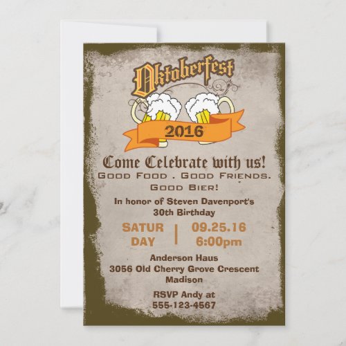 Oktoberfest Birthday Party Invite