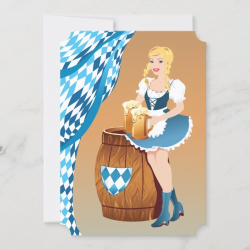 oktoberfest blonde beer girl invitation