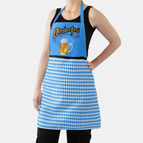 Oktoberfest Blue and White Beer Apron