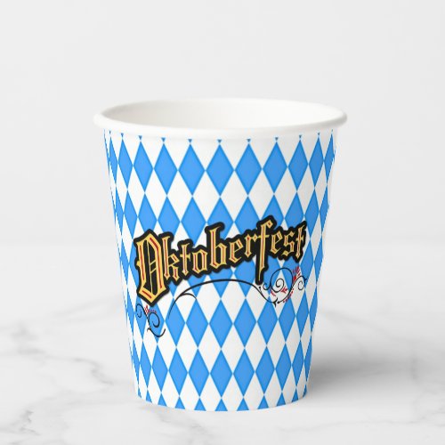 Oktoberfest Blue and White Paper Cups