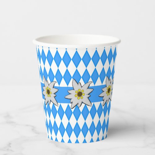 Oktoberfest Blue and White with Edelweiss  Paper Cups
