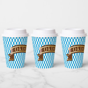 Oktoberfest Blue Check Paper Cups