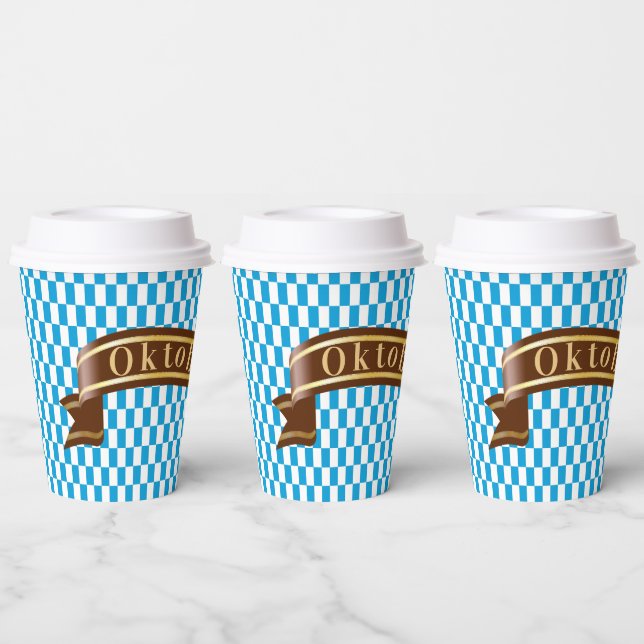 Oktoberfest Blue Check Paper Cups (Multi)