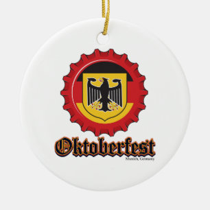 Oktoberfest Bottle Cap Ceramic Ornament