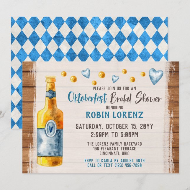 Oktoberfest Bridal Shower Bavarian Beer Party Invitation (Front/Back)