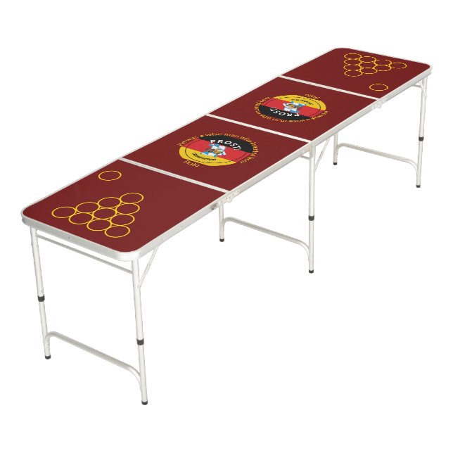 OKTOBERFEST Burgundy Customizable Beer Pong Table (Angled)