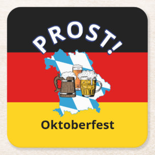 OKTOBERFEST Cartoon Beers Germany Bavaria Square Paper Coaster