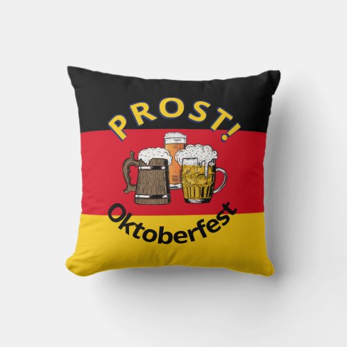 OKTOBERFEST Cartoon Beers Germany PROST Throw Pillow