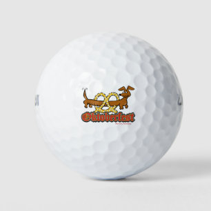 Oktoberfest-Cartoon-Pretzel-Doxie Golf Balls